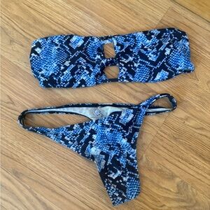 Zaful Blue Geometric Bikini Set